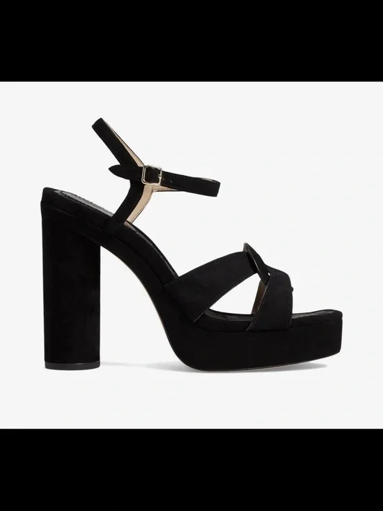 Coach Black Suede Platform Heels with Ankle Strap - Picture 8 of 9